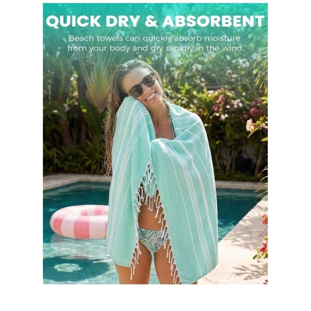 Turkish Beach Towels Vacation Essentials Quick Dry Sand Free Oversized Bath P...